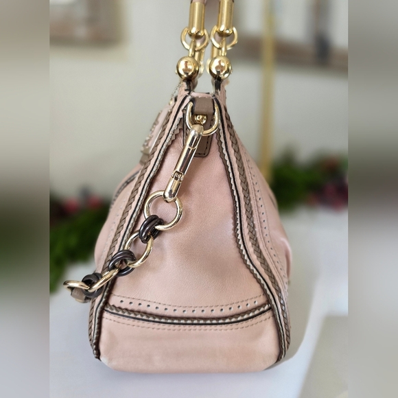 Coach Madison Pinnacle Carrie Satchel Blush Leather Zig Zag Perforated - Picture 7 of 16